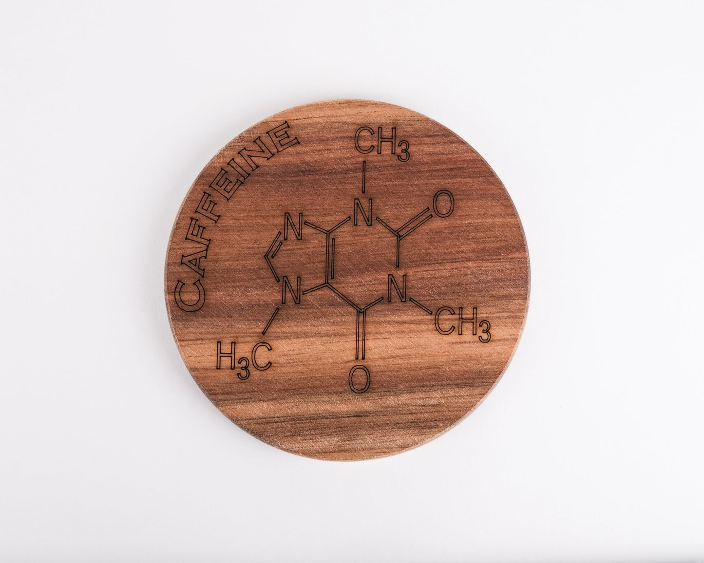 Acacia Wood Caffeine Coaster Set of Four - Scott Engraving - Engraved