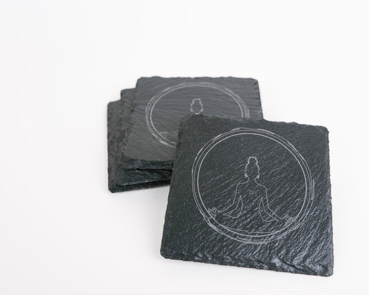 Meditation Slate Coaster Set of Four - Scott Engraving - Coaster