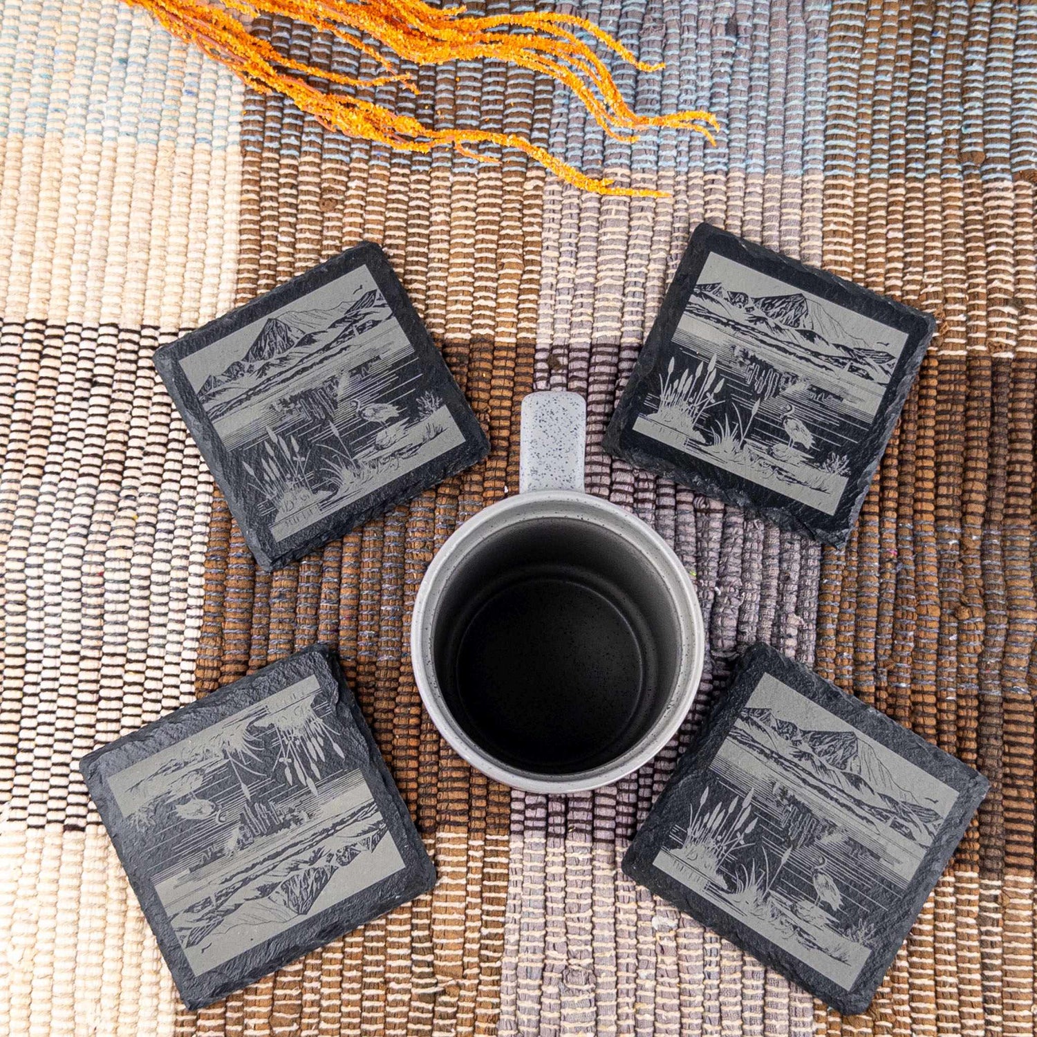 Custom Engraved Coasters - Slate and Wood - Scott Engraving