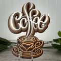 Coffee Cup Wall Art | Layered Wood Coffee Decor | Handmade Coffee Bar Accent