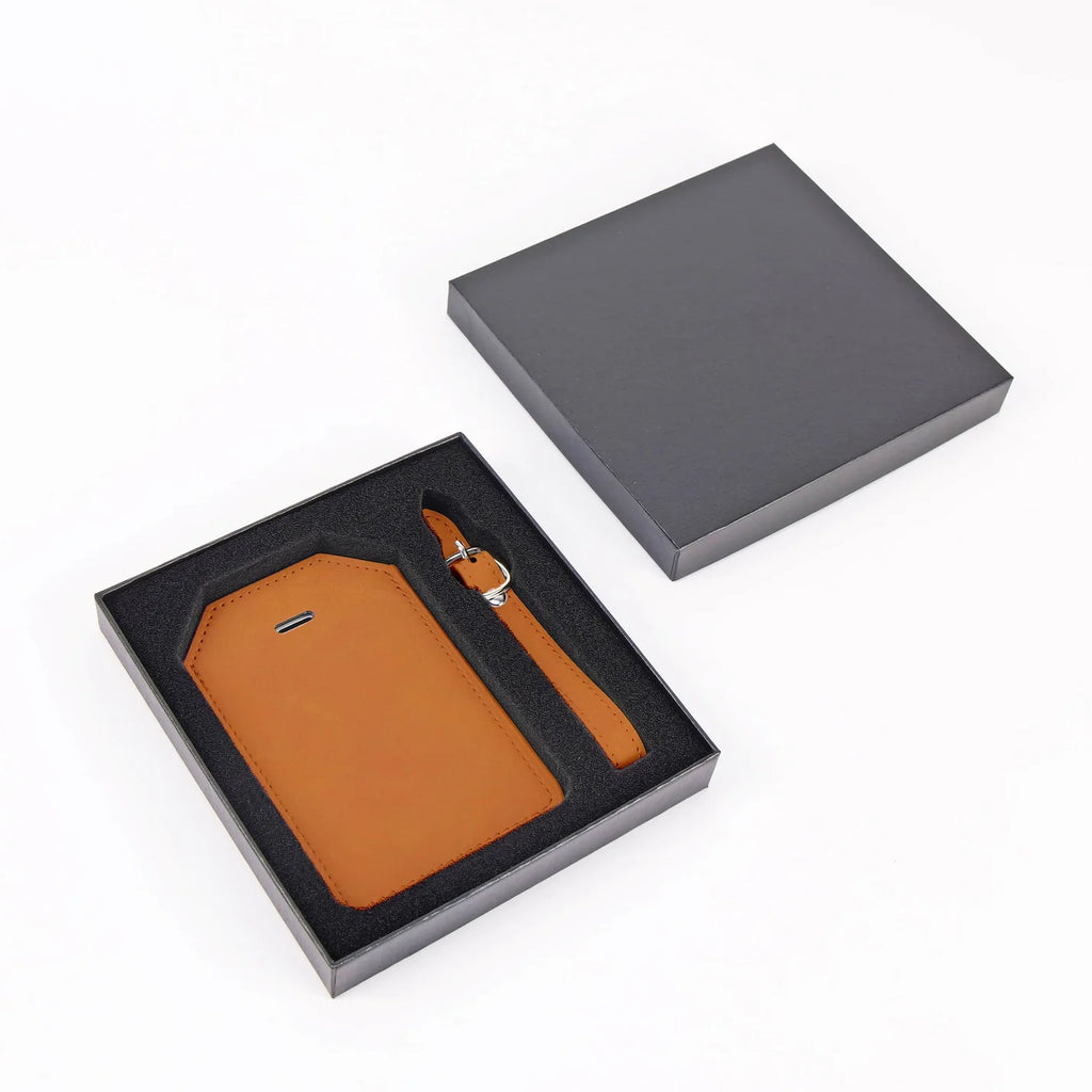 Personalized Leatherette Luggage Tag with Engraved Initials