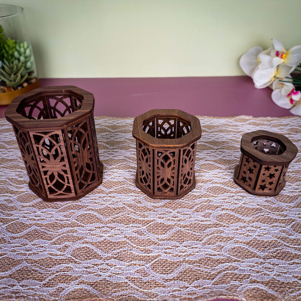 Tea Light Candle Holder Wood Small Medium Large