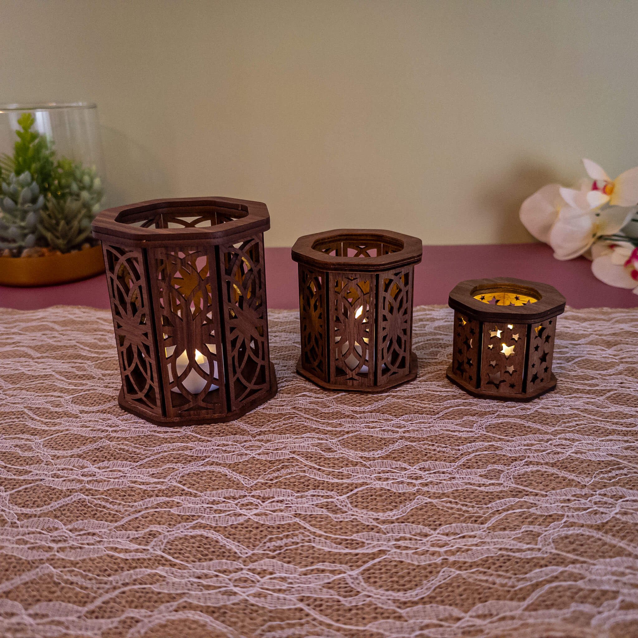 Tea Light Candle Holder Wood