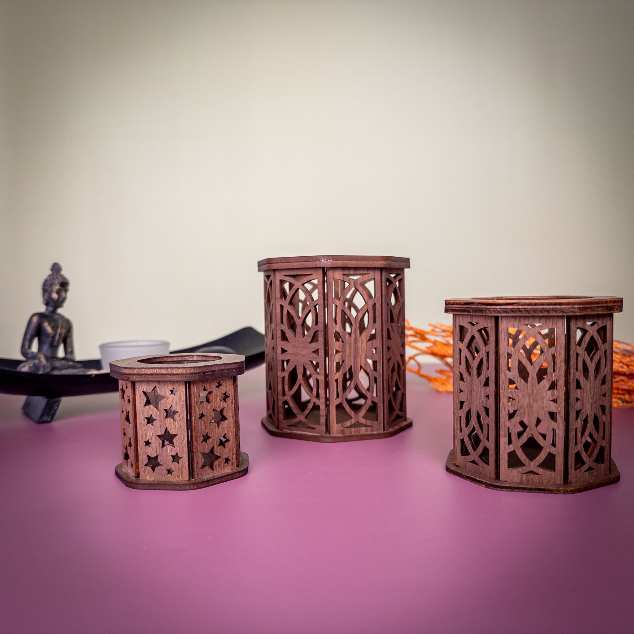 Tea Light Candle Holder Wood