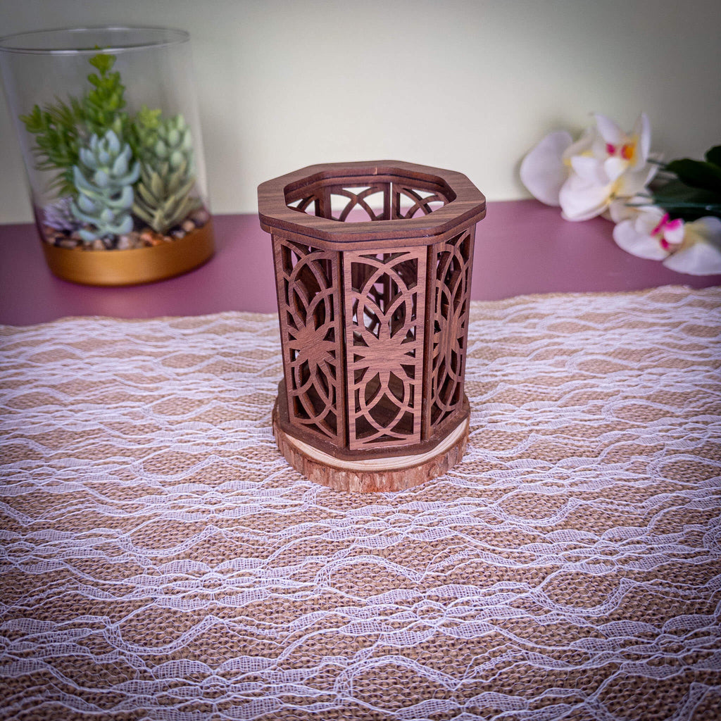 Tea Light Candle Holder Wood Large