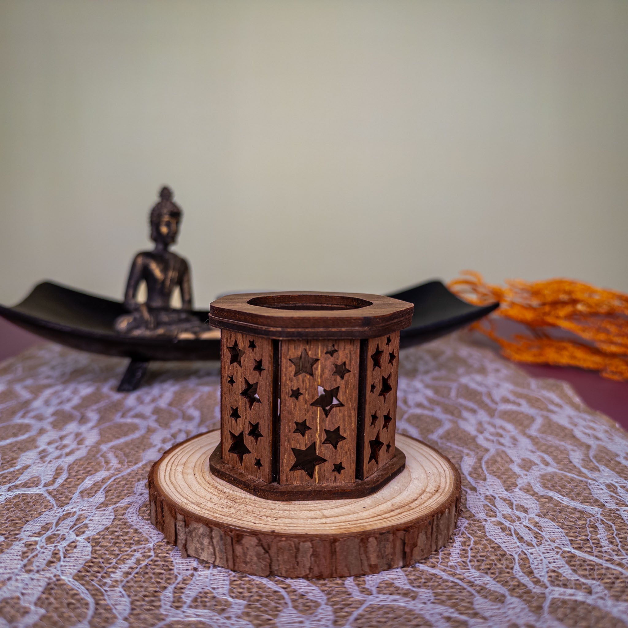 Tea Light Candle Holder Wood