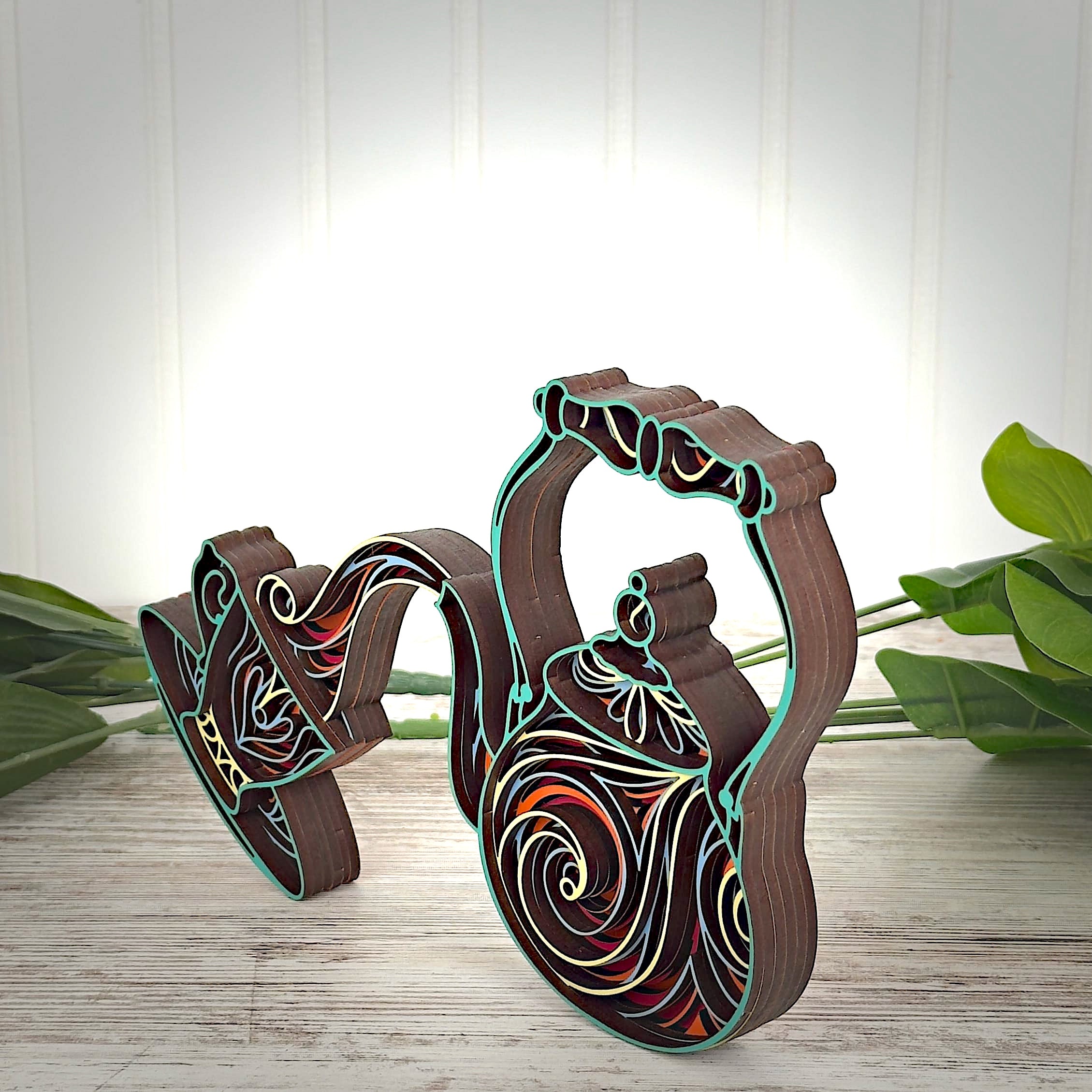 Pouring Tea Pot Multlayered Wall Art | Home Decor