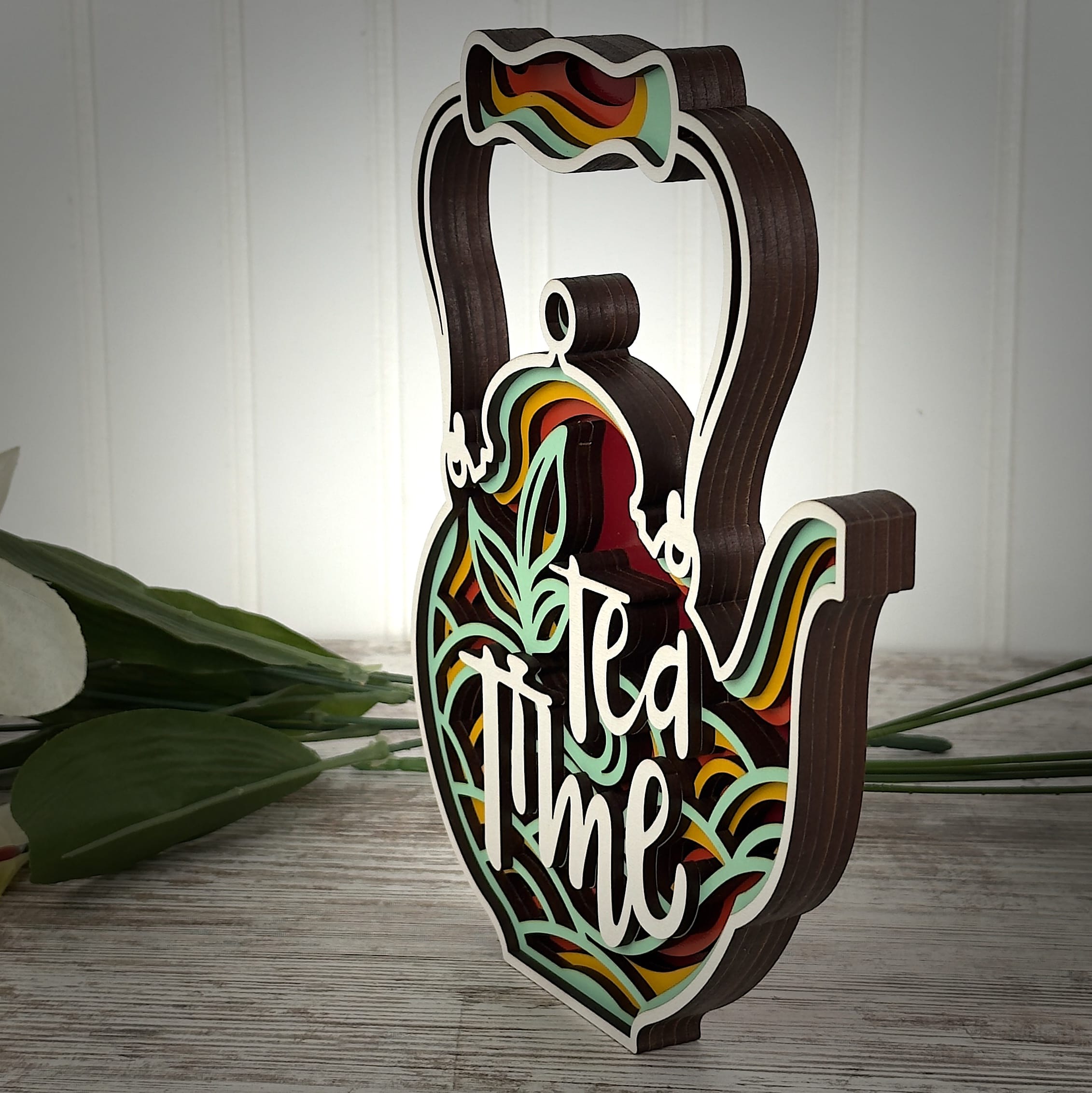Tea Time Multilayer Wood Wall Art
