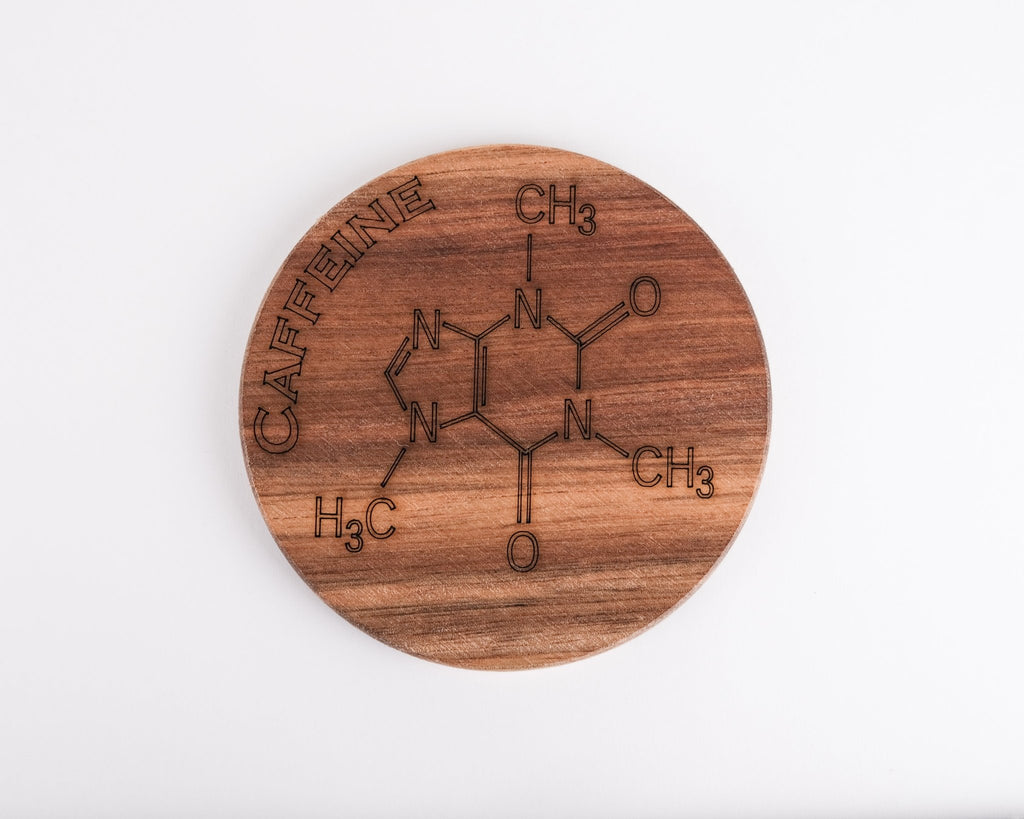 Acacia Wood Caffeine Coaster Set of Four - Scott Engraving - Engraved