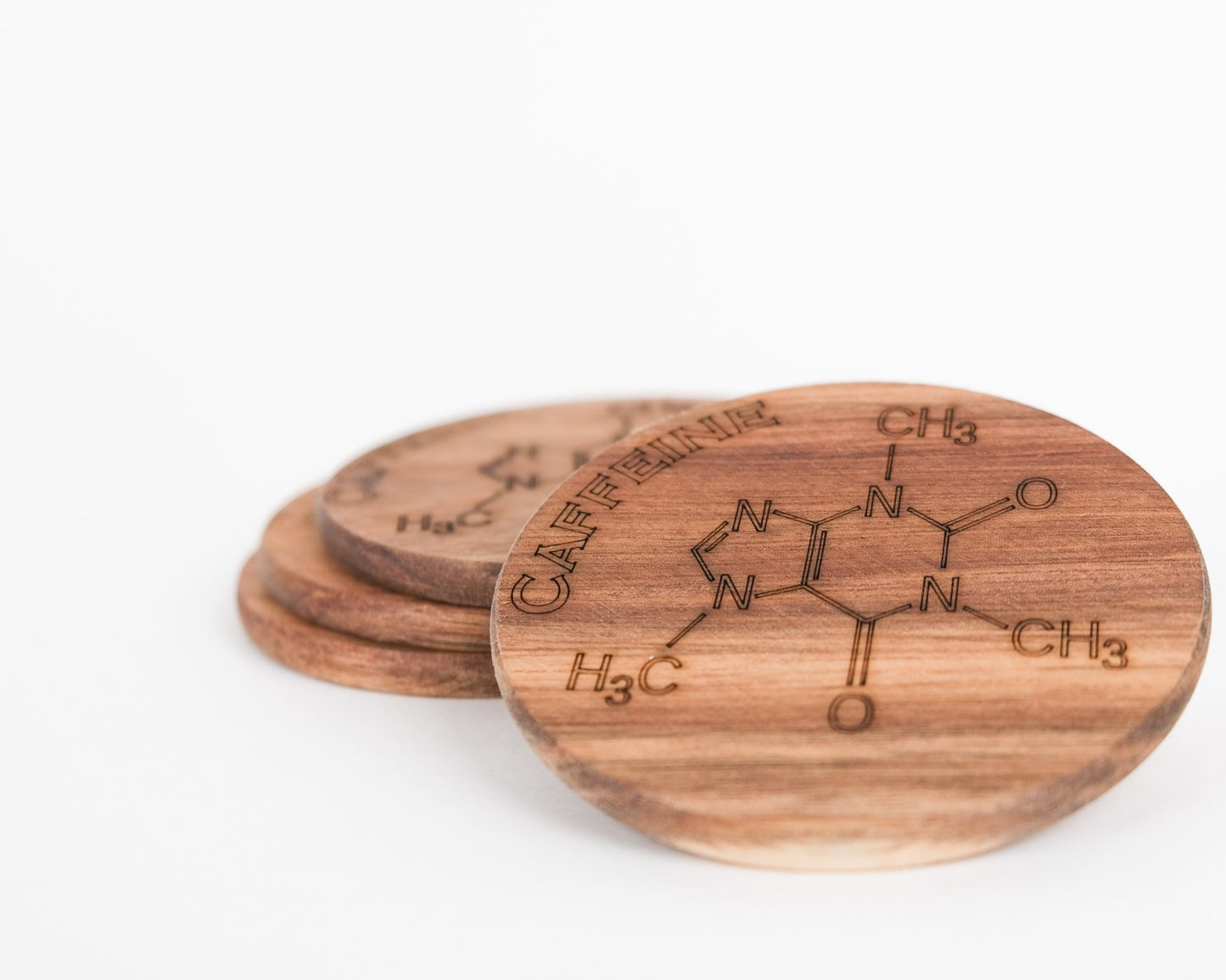 Acacia Wood Caffeine Coaster Set of Four - Scott Engraving - Coaster