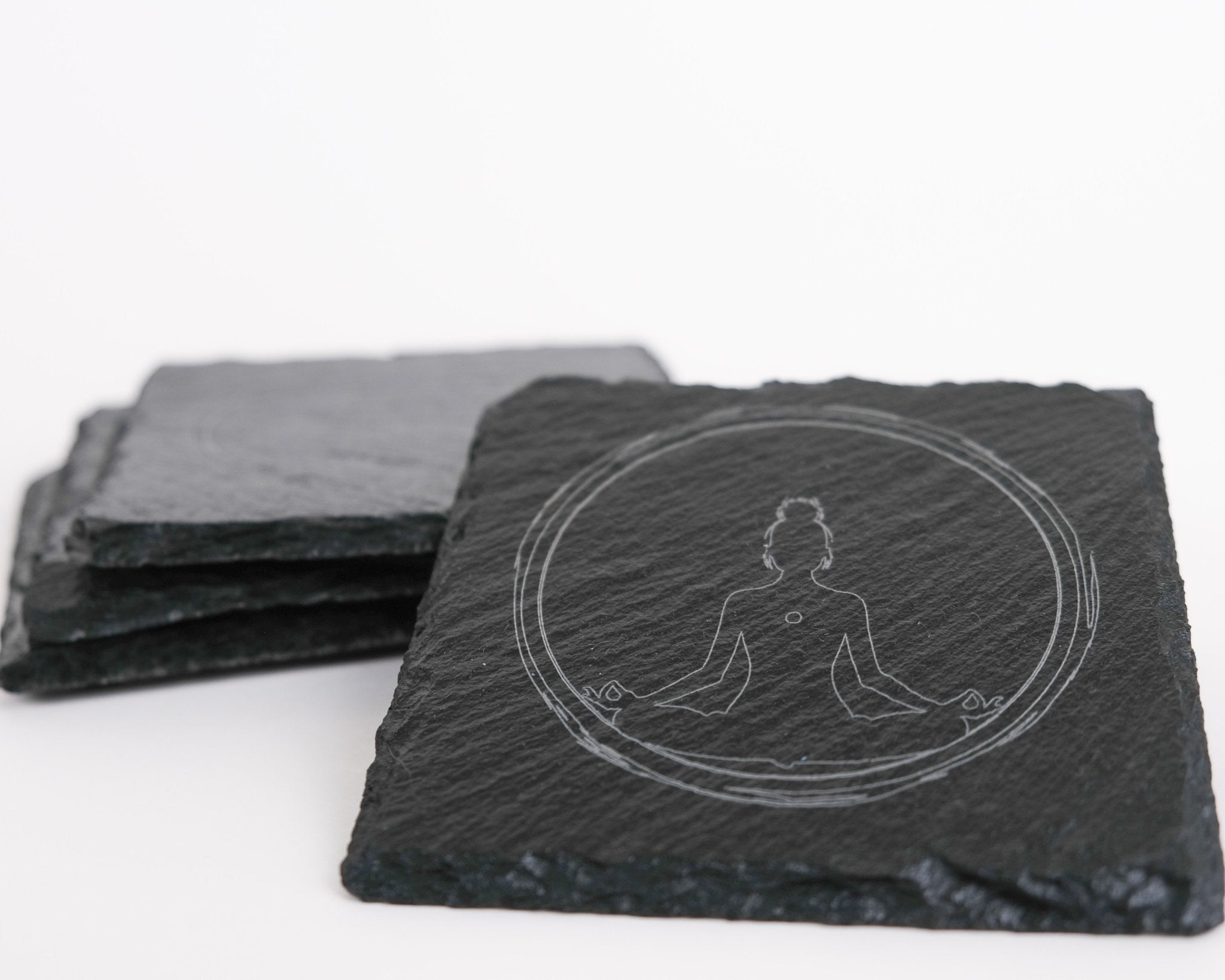 Meditation Slate Coaster Set of Four - Scott Engraving - Engraved
