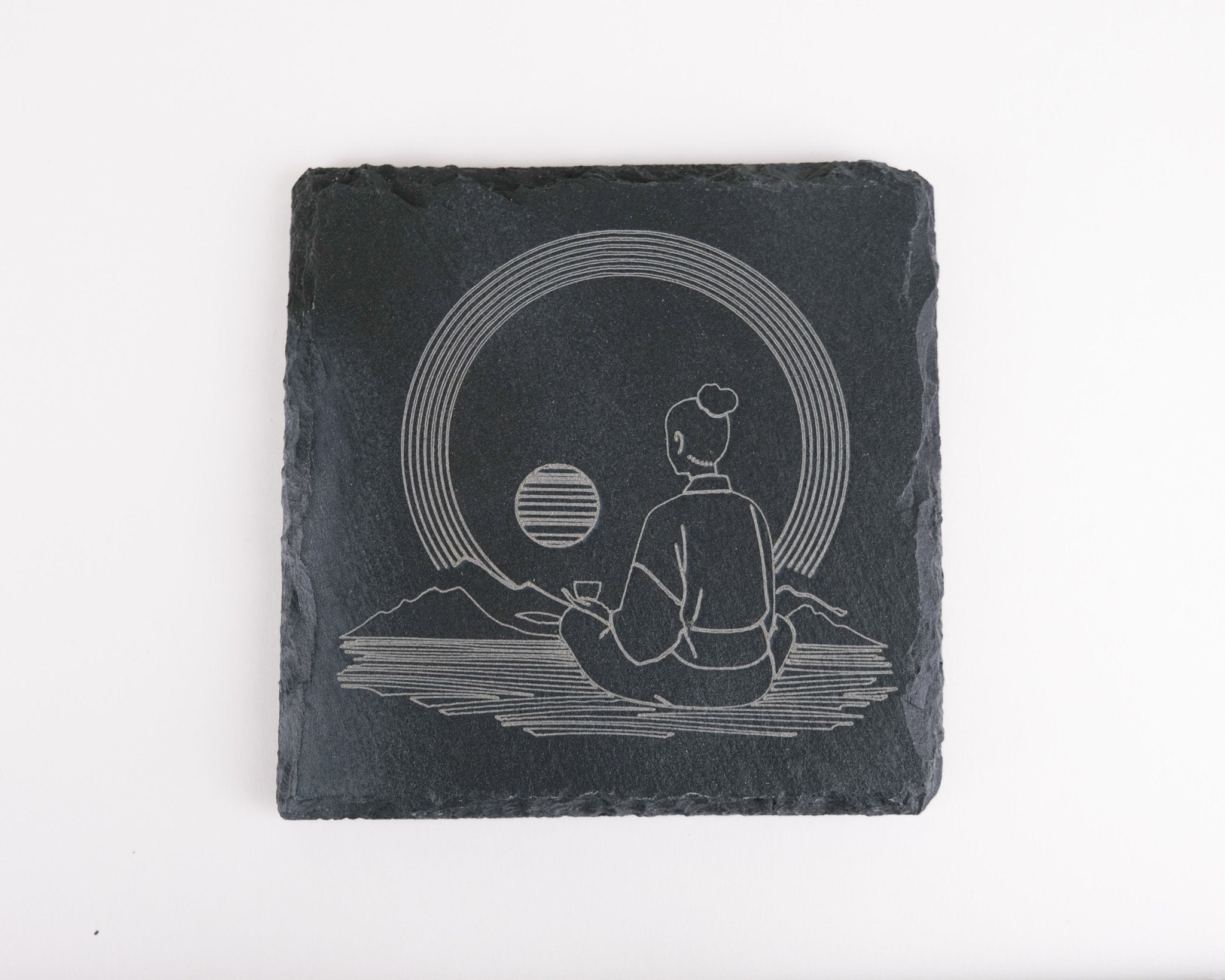 Meditation Sunrise Slate Coaster Set of Four - Scott Engraving - Coaster