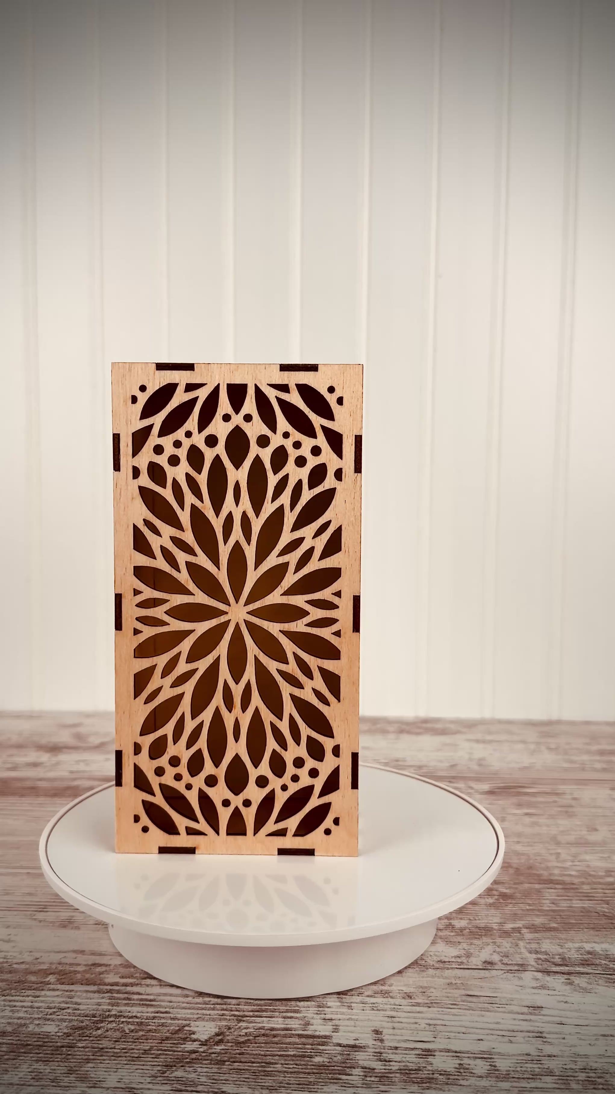 Decorative Laser Cut Wooden Gift Box – Baltic Birch with Optional Walnut Ribbon