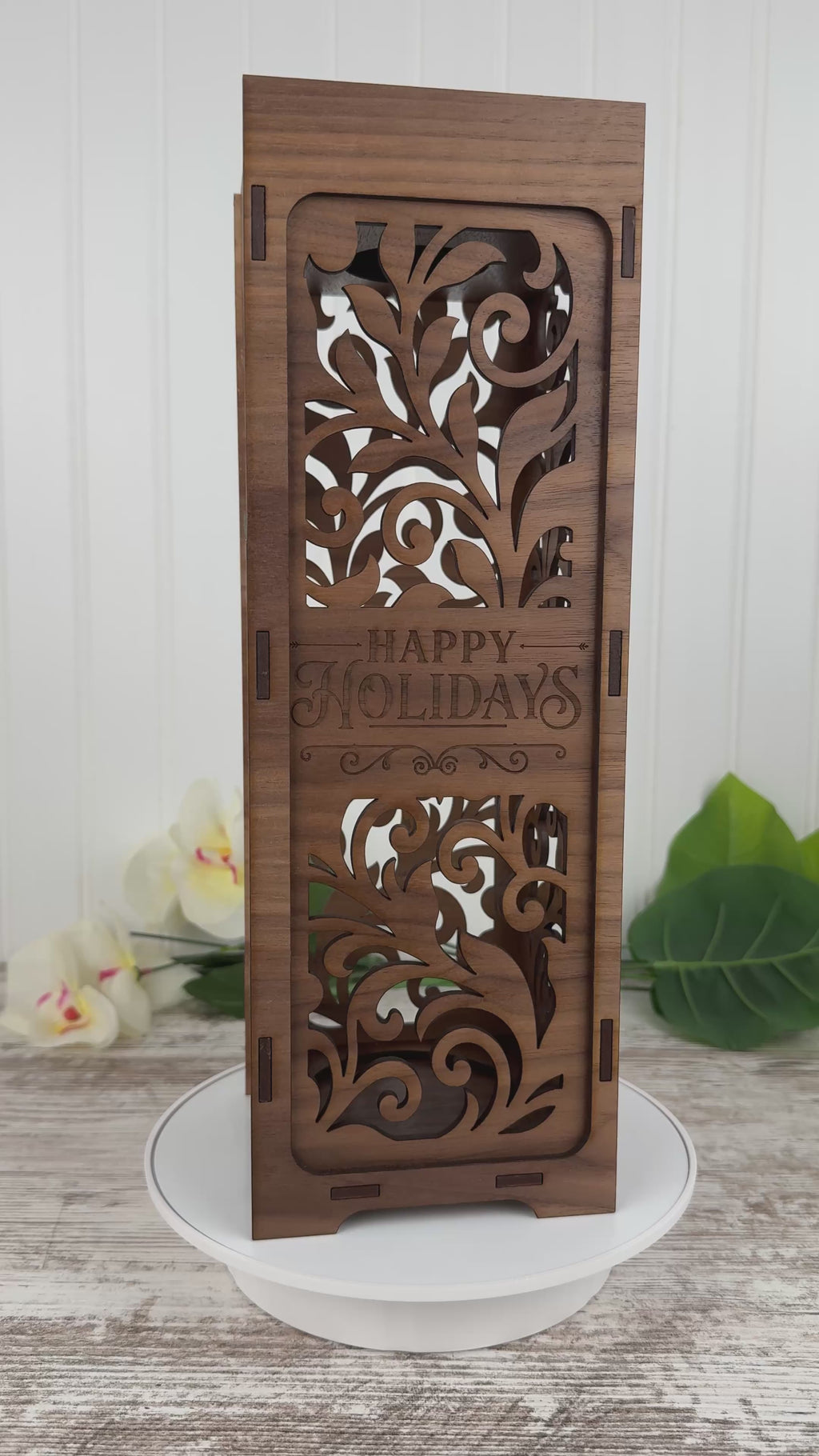 Personalized Walnut Wine Gift Box with Sliding Door – Custom Engraved Wine Bottle Box
