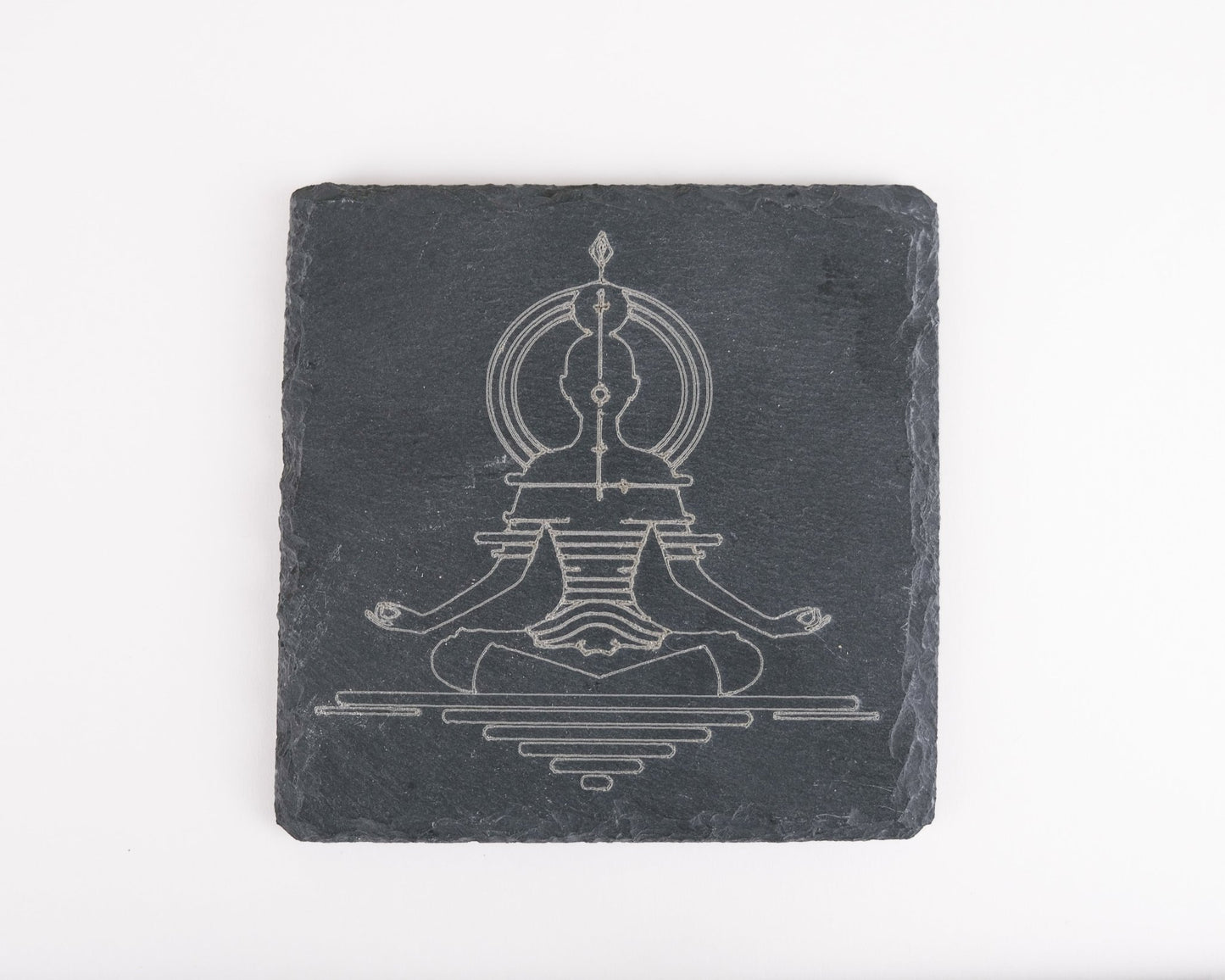 Sitting Meditation Design Slate Coaster Set of Four - Scott Engraving - Coaster