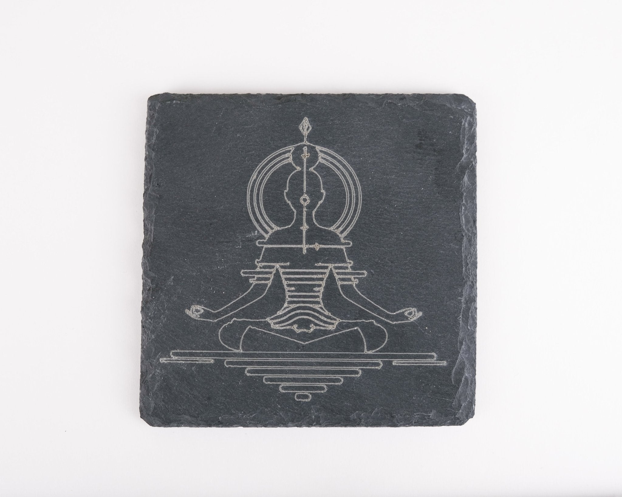 Sitting Meditation Design Slate Coaster Set of Four - Scott Engraving - Engraved
