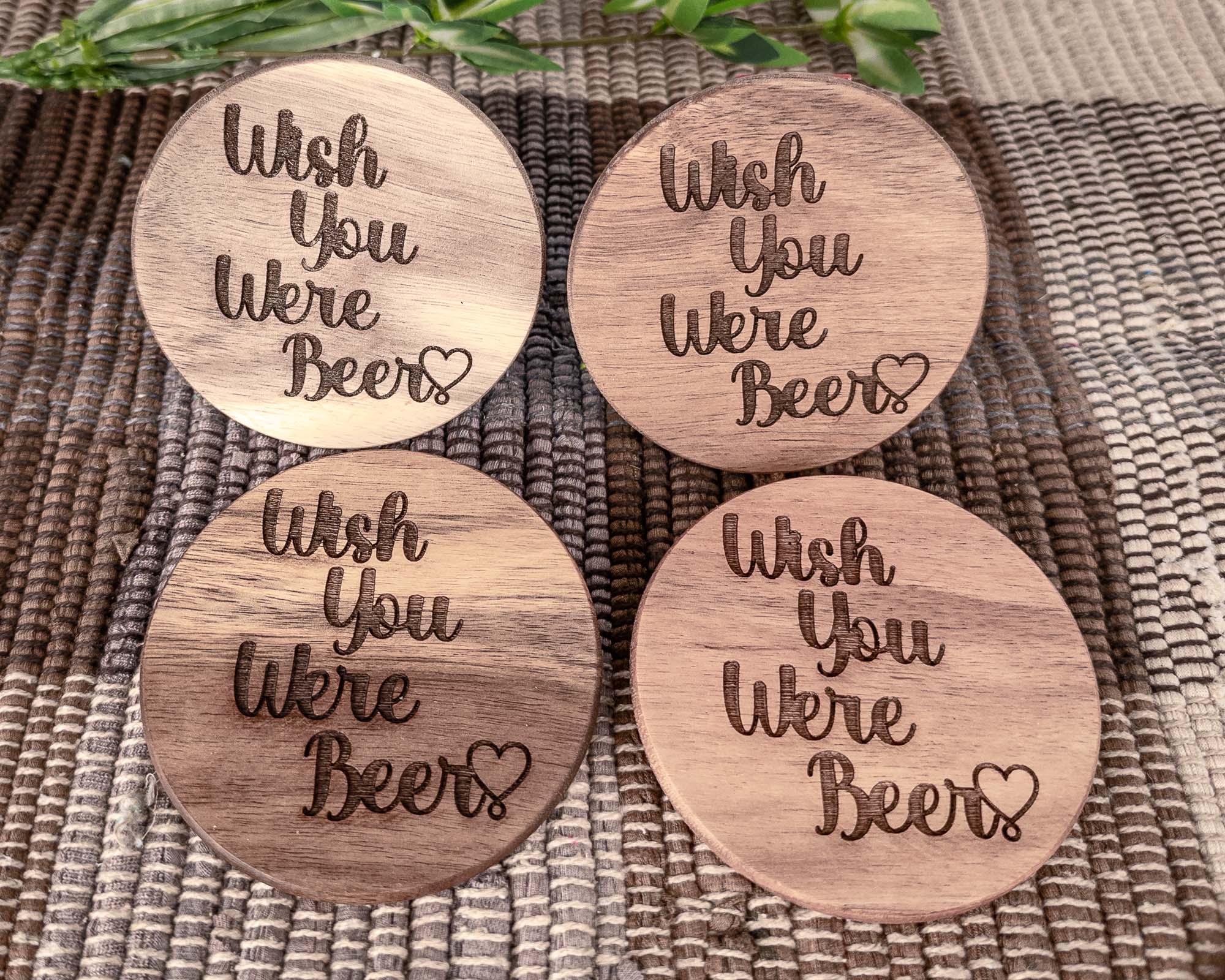Wish You Were Beer Acacia Wood Coaster Set of 4 - Scott Engraving - Coaster