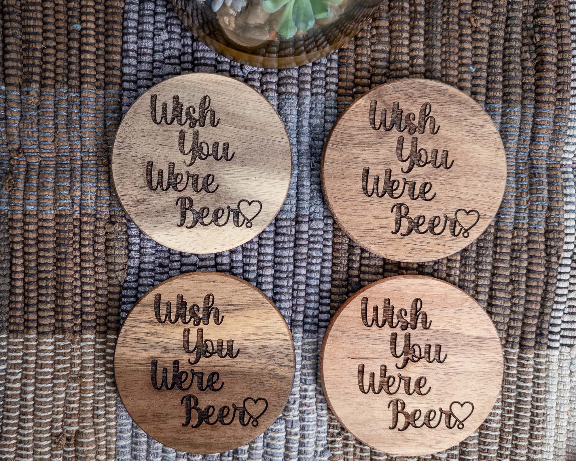 Wish You Were Beer Acacia Wood Coaster Set of 4 - Scott Engraving - Coaster